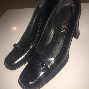 Original Prada loafer pump black leather